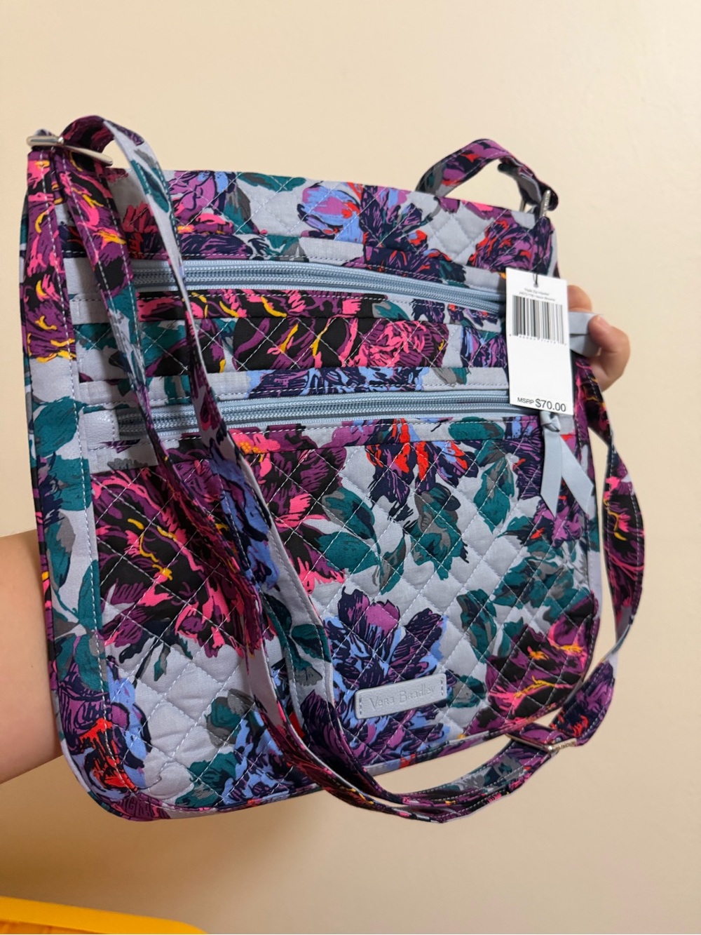 Vera Bradley Triple Zip Hipster Neon Blooms NWT